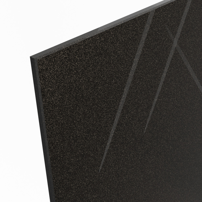 Schwarz metallic lackiertes Floatglas mit SAFE-Folie