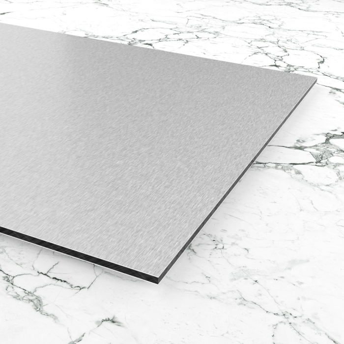 Materialmuster Alu DILITE® Butlerfinish Silber