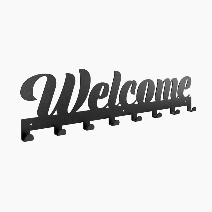 Wandhaken modern schwarz Welcome