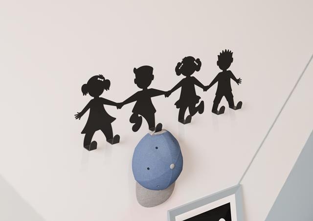 Garderoben Wandhaken für Kinder, schwarz,...