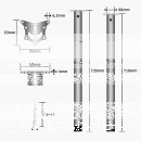 Tisch mit rechteckiger Tischplatte auf runden Metalltischbeinen 710 x 60 mm