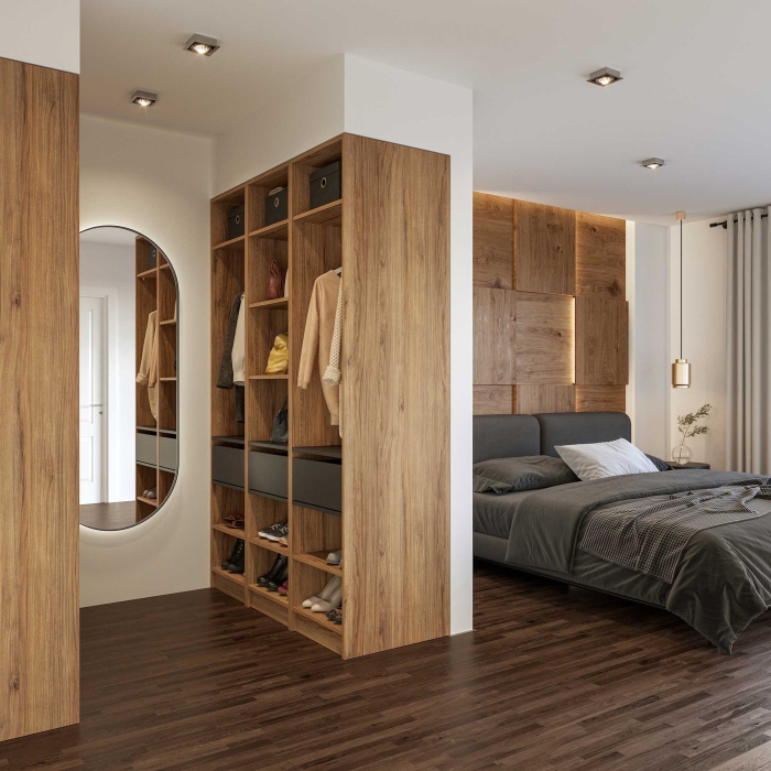 Kleiderschrank offen | schmal | mit einer Mittelschublade...