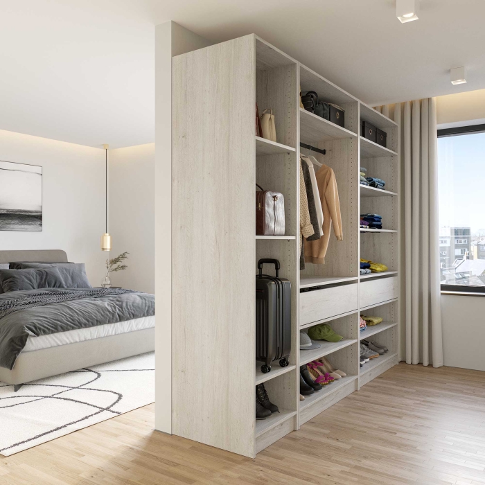 Kleiderschrank offen| breit | mit einer Mittelschublade...