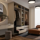 Kleiderschrank offen | schmal | mit zwei Schubladen und Einlegeböden