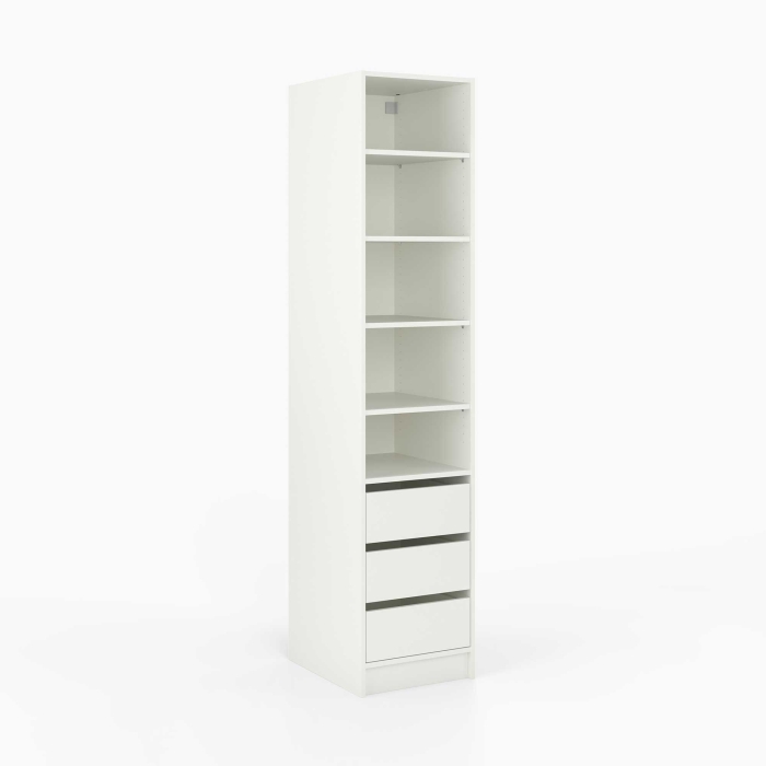Kleiderschrank offen | schmal | mit drei Schubladen und...