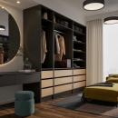 Kleiderschrank offen | schmal | mit drei Schubladen und Kleiderstange